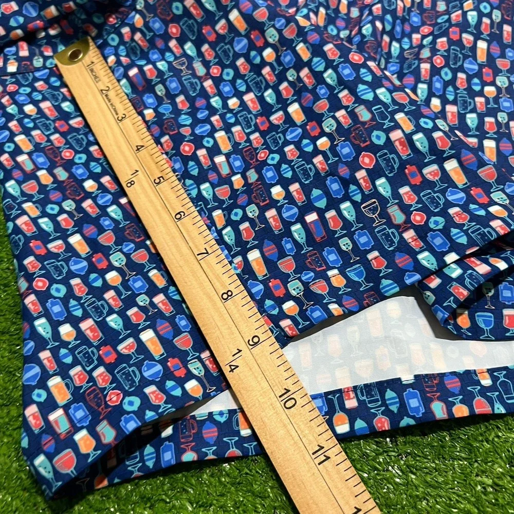 Peter Millar‎ Bathing Suit 4XL Tall Cocktail Alcohol Print Swim Trunks Blue Mint